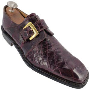 Vintage David Eden Exotic Alligator Burgundy Monk Strap Loafer Men 12 Dress Shoe